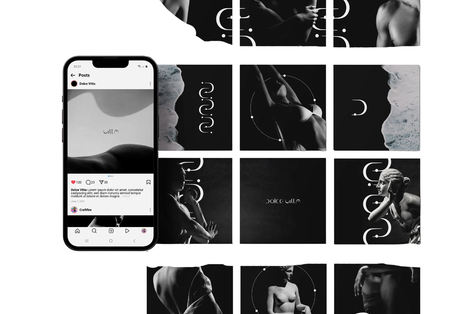 Dolce Vitta: mockups de la línea visual para redes