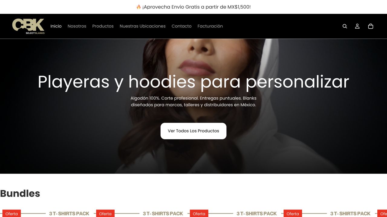 Sitio web de CBK Select Blanks