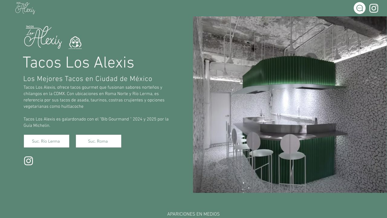 Sitio web de Tacos Los Alexis